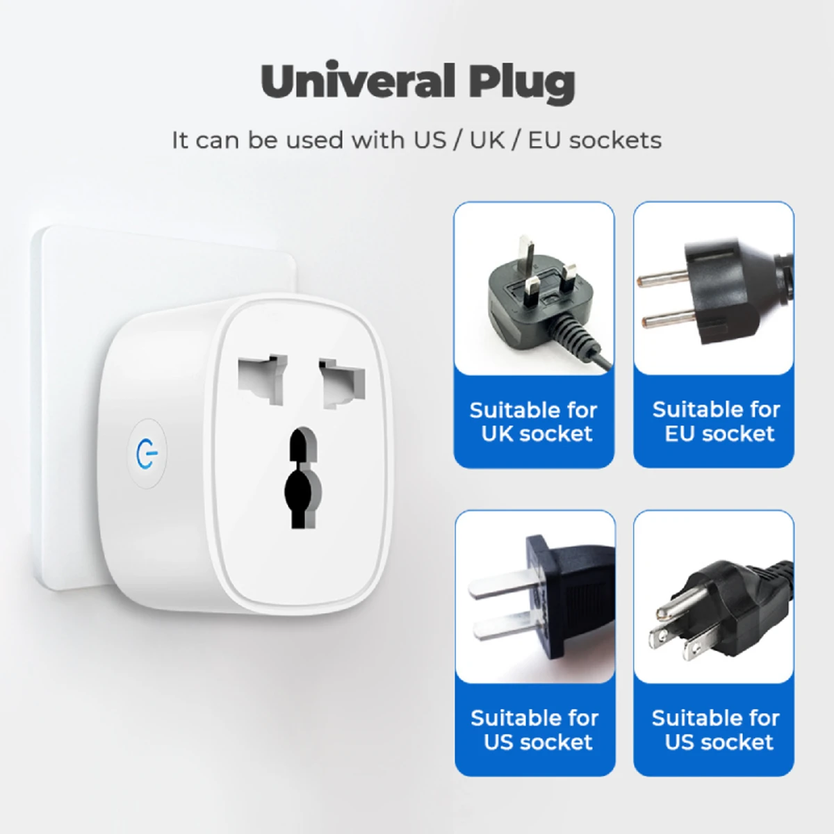 Smart WiFi Universal Socket With Energy Monitor including Voice Control